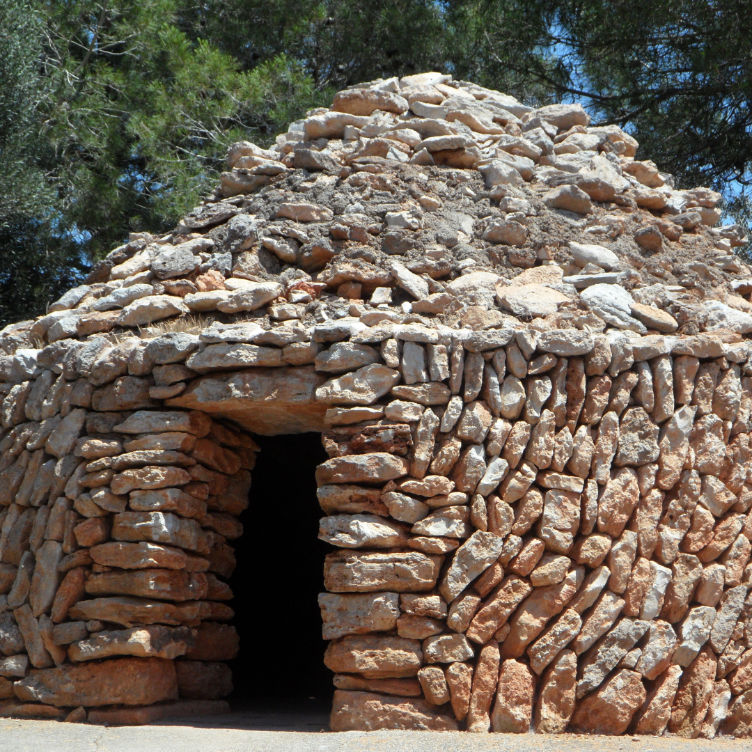 a hut made entirely from stacked rocked